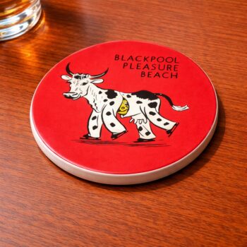 Pleasure Beach Cow Design - Red Coaster