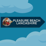 Wallace & Gromit Pleasure Beach Lancashire - Dark Blue Bike Arrow Sign