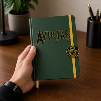 Aviktas A6 Green Notebook With Gold Pen