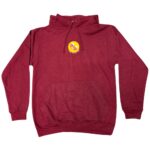 Burgundy hoodie with vintage cow graphic